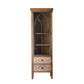 Traditional Display Stand Wood Glass Doors Storage Cabinet with Doors for Living Room
