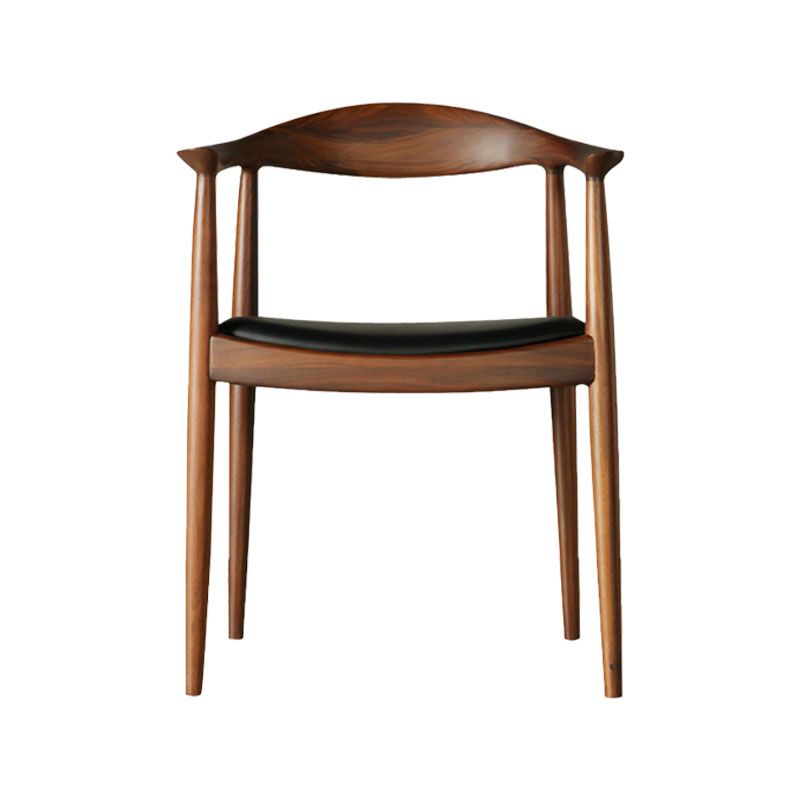 Modern Ash Open Arm Chair Matte Finish Faux Leather Dining Chair