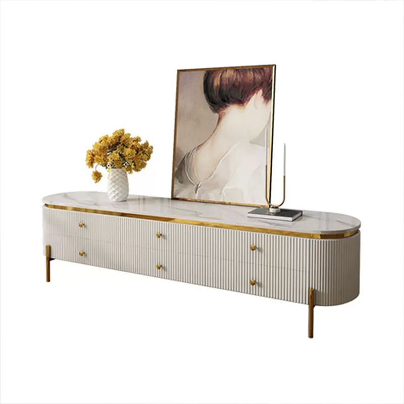 Marble Top TV Stand Modern Style Oval TV Cabinet with Drawers Clearhalo 'furn' 'furn_tv_stands_entertainment_centers' 'Furniture' 'Living Room Furniture' 'TV Stands & Entertainment Centers' 'TV Stands & Media Storage Furniture' 'tv_stands_entertainment_centers' 1200x1200_3a91bccc-4559-4a54-befe-decae605362c