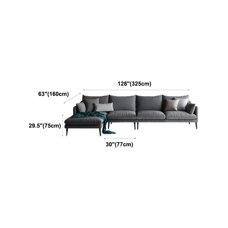 Modern 3/4-seater Fabric Sofa & Chaise Grey Slipcovered Sectional Clearhalo 'furn' 'furn_sectionals' 'Furniture' 'Living Room Furniture' 'Sectionals' 1200x1200_3a93022b-edf1-4c86-b162-37bb2bd61c1c