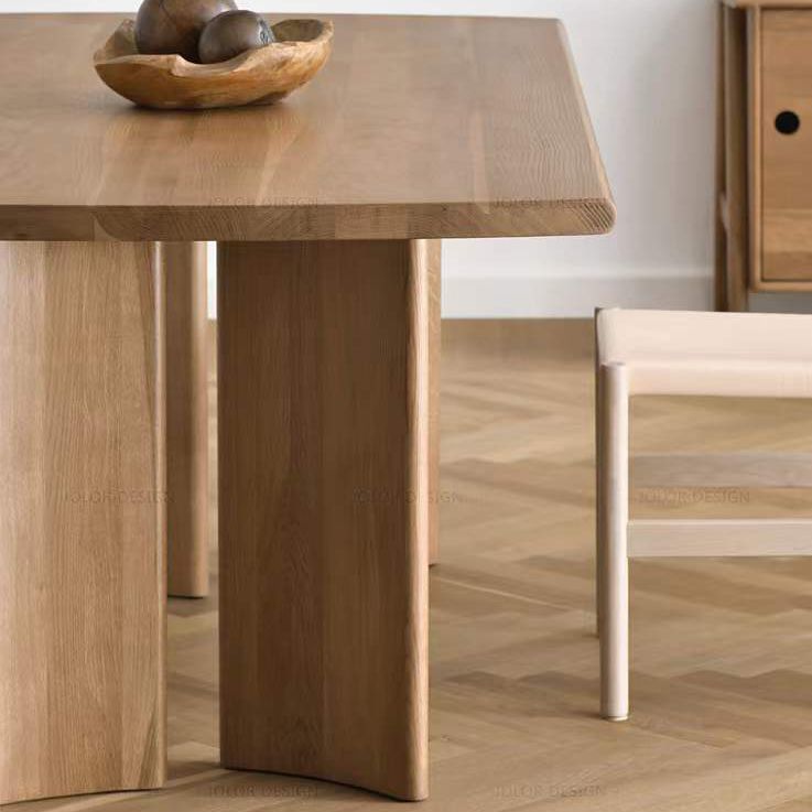 Mesa de comedor de madera maciza rectángulo Mesa de comedor moderna de 4 patas
