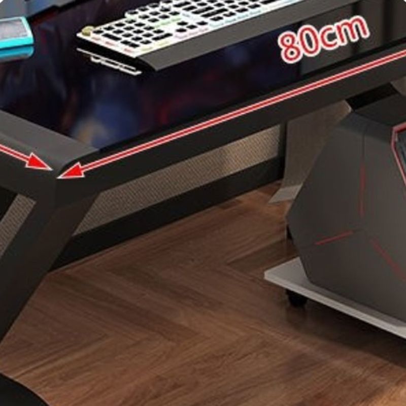 Glass Rectangular Gaming Desk Cable Management Computer Desk