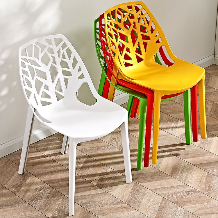Contemporary Dining Chairs Armless Chair with Plastic Legs for Home