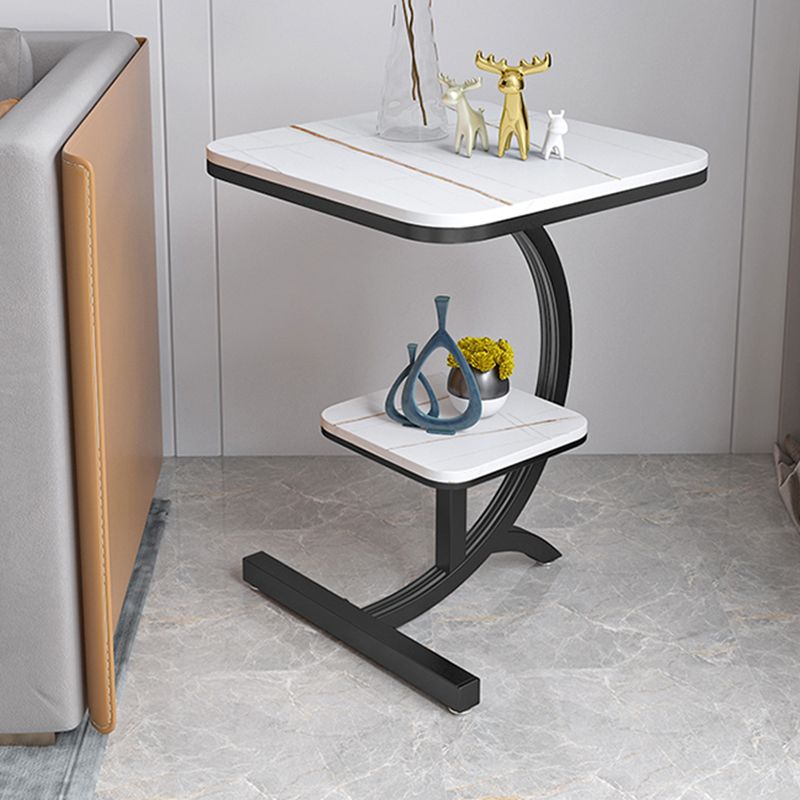 Double Tier Square Slate Top End Table Metal C Side Table for Living Room Clearhalo 'Coffee & Accent Tables' 'End & Side Tables' 'end_side_tables' 'furn' 'furn_end_side_tables' 'Furniture' 'Living Room Furniture' 1200x1200_3a9b8f30-c091-4968-bf32-8e66eb20c666