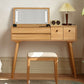 Scandinavian Dressing Table with Mirror and Drawer Solid Wood Vanity Desk