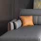 Sectional de cuero falso moderno con 4 almohadas para 4 personas