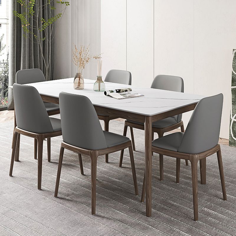 1/4/5/7 Pcs Walnut Wood Modern Dining Set with Sintered Stone Table Dinette Set Clearhalo 'Dining Room Sets' 'Dining Tables & Seating' 'dining_room_set' 'furn' 'furn_dining_room_set' 'Furniture' 'furniture_dining_room_set' 'Kitchen & Dining Furniture' 'kitchen&dining_furn' 'kitchen' 1200x1200_3a9c99b5-c47b-4383-8ad0-1b1ede53c199