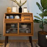 16.5"W√ó38.6"H Sliding Door Sideboard 2-drawer Pine Solid Wood Dining Server