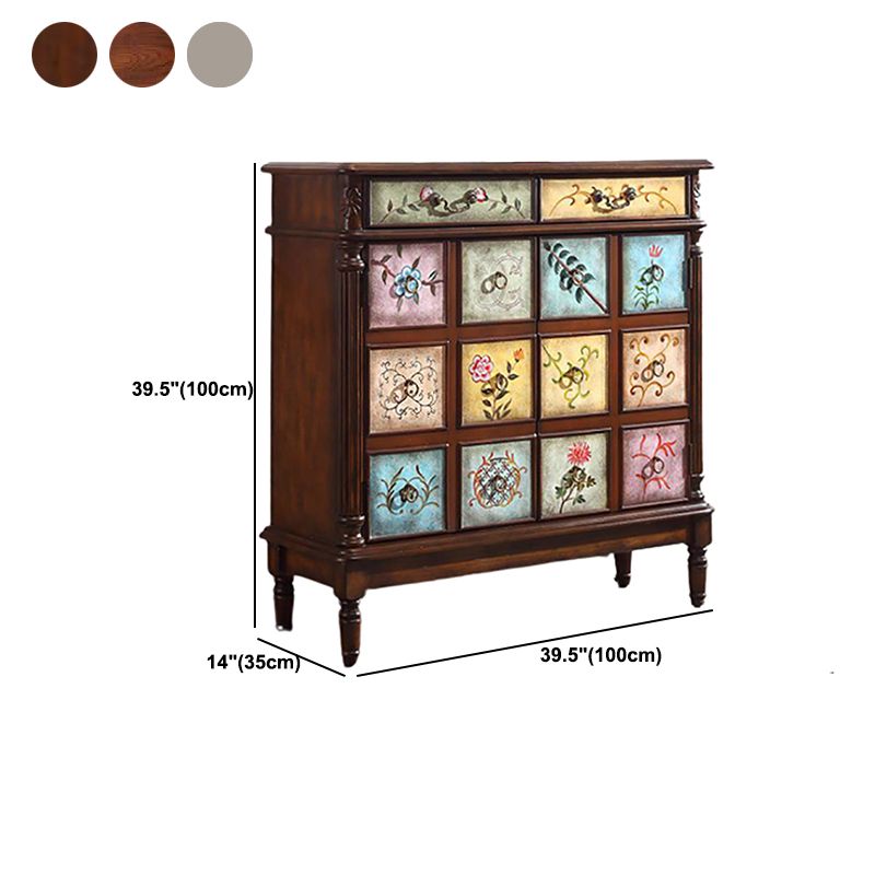 Industrial Solid Wooden Accent Cabinet with 2 Drawers and 2 Doors