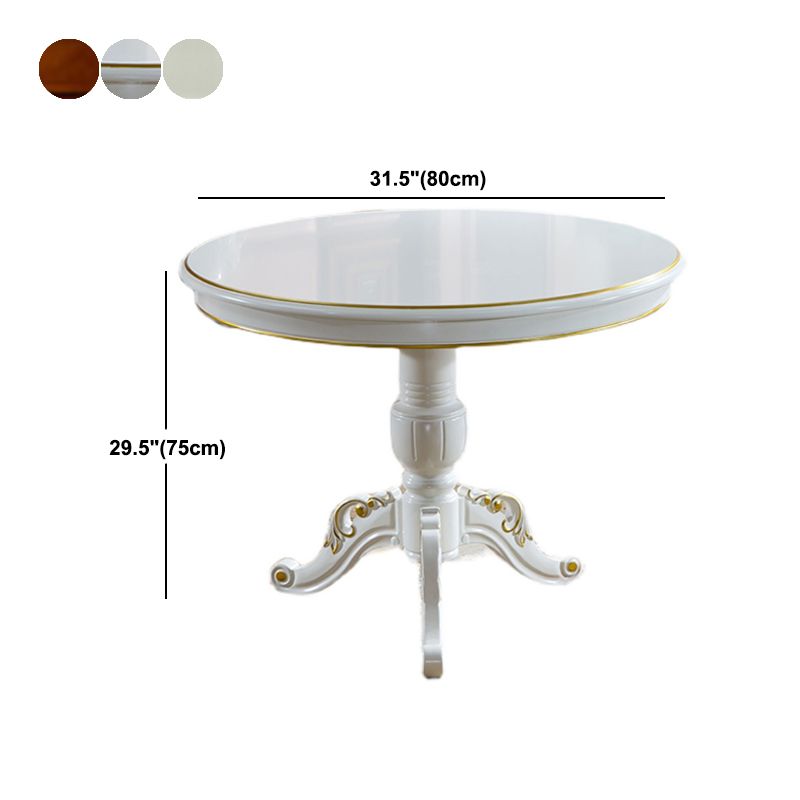 Solid Wood Victorian Round Dining Table Rubberwood Table with Pedestal Base Clearhalo 'Dining Tables & Seating' 'Dining Tables' 'dining_table' 'furn' 'furn_dining_table' 'Furniture' 'furniture_dining_table' 'Kitchen & Dining Furniture' 'kitchen' 'kitchen_dining_table' 1200x1200_3aa06a2b-e1c7-4679-9846-948bc126fe0d