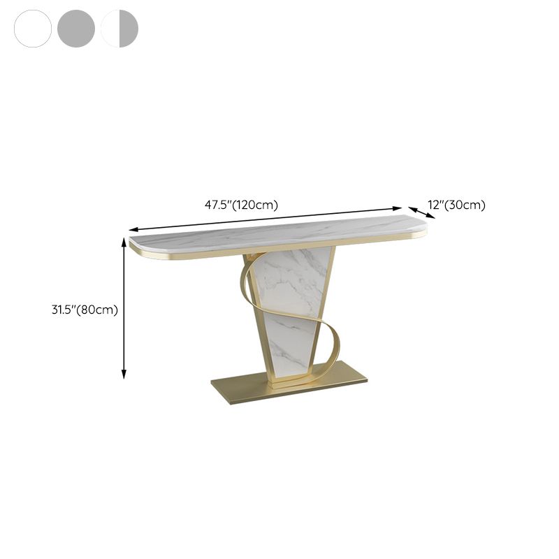 Glam Stone Console Sofa Table Half Moon Metal End Table for Hall Clearhalo 'Console Tables' 'console_tables' 'Entry & Mudroom Furniture' 'furn' 'furn_console_tables' 'Furniture' 1200x1200_3aa14b14-5ee7-4101-ab45-7f4aaa75a0b1