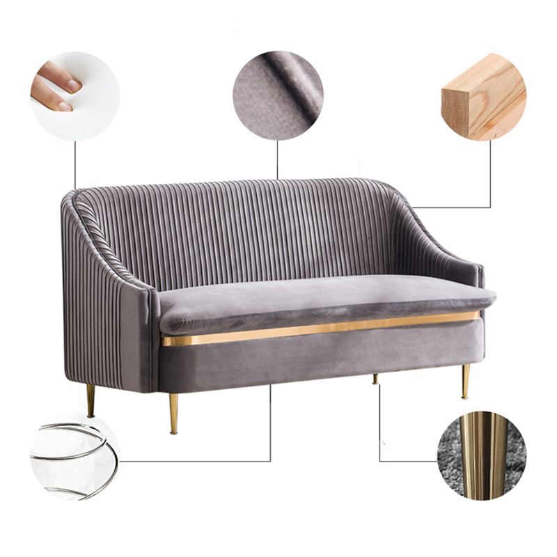 Divano a braccio inclinato contemporaneo con divano in velluto posteriore cuscino cuscino