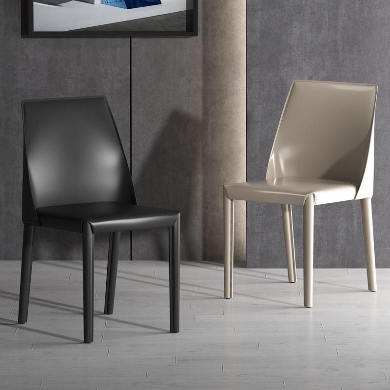 Modern Style Leather Dining Chair Matte Color Kitchen Side Parsons Chair Clearhalo ' kitchen&dining_furn' 'Dining Chairs' 'Dining Tables & Seating' 'dining_chair' 'Furniture' 'furniture_dining_chair' 'Kitchen & Dining Furniture' 'kitchen' 1200x1200_3aa23dee-1c1e-49e4-97c2-55103a7786fb