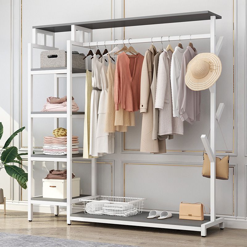 Modern Hall Stand with Hooks Storage Shelves Wood Coat Rack with Shoe Storage Bench Clearhalo 'Entry & Mudroom Furniture' 'furn' 'furn_hall_tree_coat_racks' 'Furniture' 'Hall Trees & Coat Racks' 'hall_tree_coat_racks' 1200x1200_3aa33d90-9cef-4d73-9b81-a98b8ebdf9f0