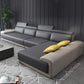 Faux Leather Sofa and Chaise Gray Pillow Top Arm Slipcovered Sofa Clearhalo 'furn' 'furn_sectionals' 'Furniture' 'Living Room Furniture' 'Sectionals' 1200x1200_3aa3a566-71da-433f-ac8c-1ef512b333a5