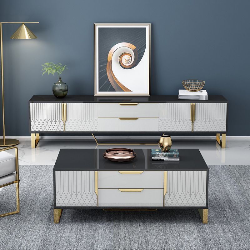 Enclosed Storage TV Media Stand Glam TV Stand Console for Living Room Clearhalo 'furn' 'furn_tv_stands_entertainment_centers' 'Furniture' 'Living Room Furniture' 'TV Stands & Entertainment Centers' 'TV Stands & Media Storage Furniture' 'tv_stands_entertainment_centers' 1200x1200_3aa70650-4360-44dc-bcee-6dde783fe4c0