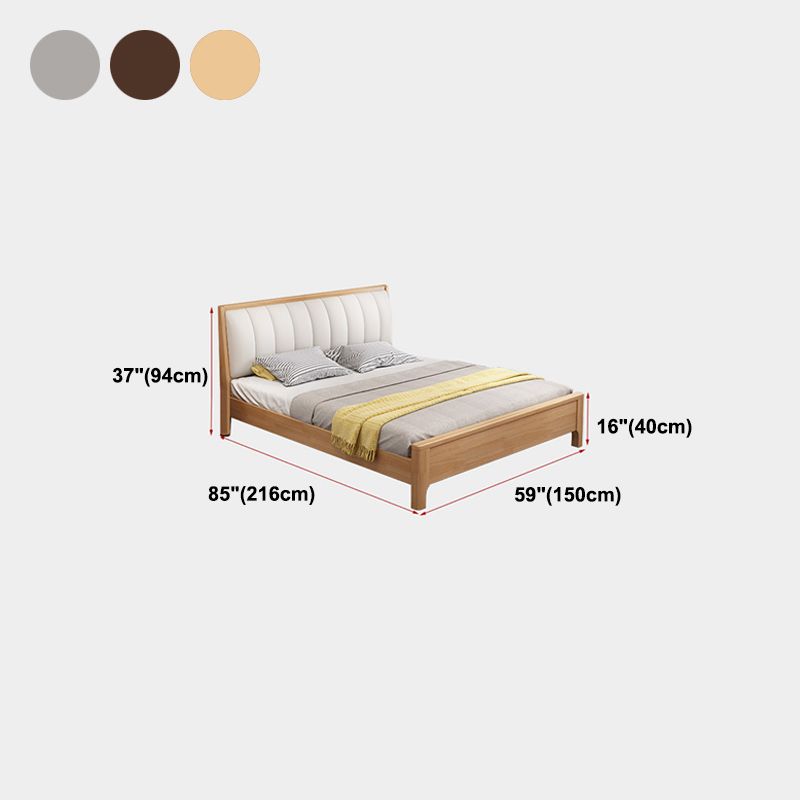 Skandinavisches Kiefernholz -Standardbett mit rechteckiger Panel Kopfteil
