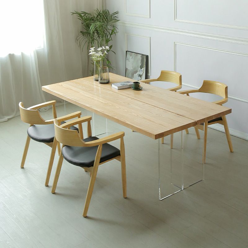 Modern 1/3/4/5 Pieces Dining Set Rectangle Pine Wood Dining Table for Kitchen