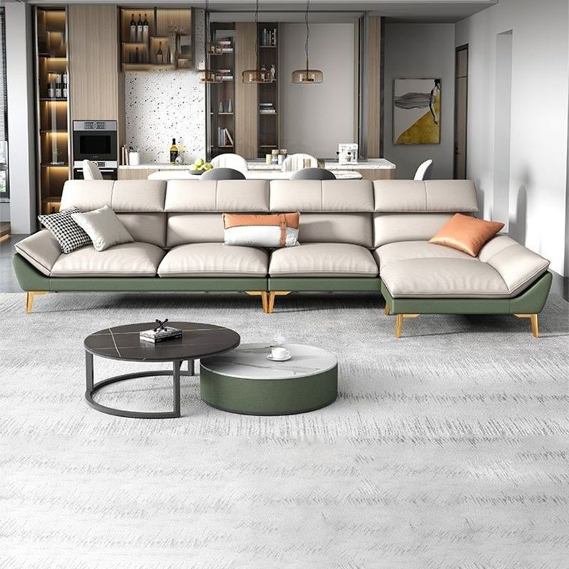 Contemporary Faux Leather Living Room Flared Arm Cushions Seating Clearhalo 'furn' 'furn_sectionals' 'Furniture' 'Living Room Furniture' 'Sectionals' 1200x1200_3aaa7291-24ae-4c55-9e60-331b331145b2