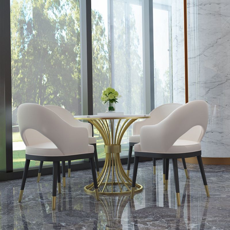 Contemporary Marble Top Dining Table Set 1/3/4/5 Pieces Round Dinette Set