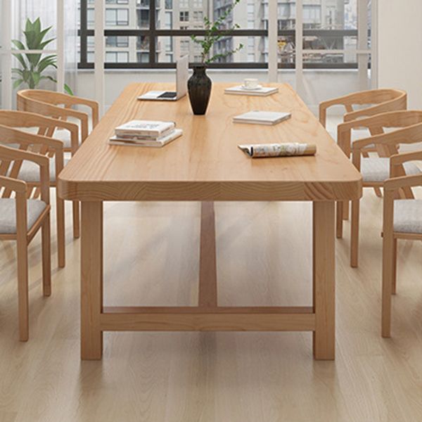 Rectangle Trestle Dining Table Modern Pine Wood Table for Living Room Clearhalo 'Dining Tables & Seating' 'Dining Tables' 'dining_table' 'furn' 'furn_dining_table' 'Furniture' 'Kitchen & Dining Furniture' 1200x1200_3aaab4af-f244-4cd4-a881-02d84aef3924