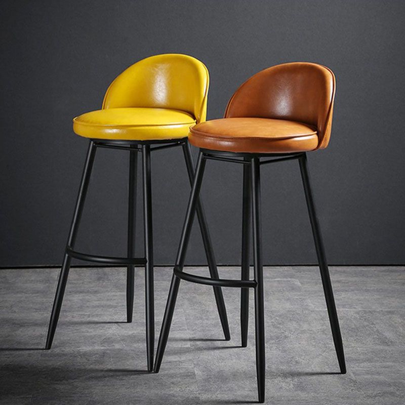 Industrial Leather Counter Stool for Home Round Barstools with Metal Base Clearhalo 'Bar Furniture' 'Bar Stools' 'bar_stools' 'furn' 'furn_bar_stools' 'Furniture' 'furniture_bar_stools' 'Kitchen & Dining Furniture' 1200x1200_3aaaf311-63a8-46ed-b276-010793bf9063