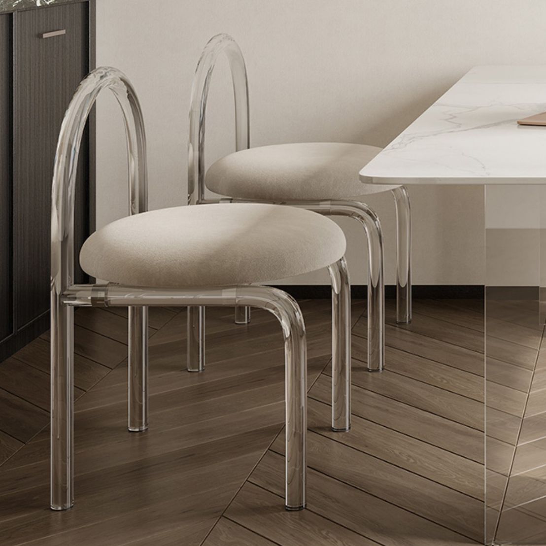 Contemporary 1/2/5/6 Pieces Dining Set Rectangle Acrylic Dining Room Set Clearhalo 'Dining Room Sets' 'Dining Tables & Seating' 'dining_room_set' 'furn' 'furn_dining_room_set' 'Furniture' 'furniture_dining_room_set' 'Kitchen & Dining Furniture' 1200x1200_3aaccb7d-0adb-436b-a414-1db9b6e4968b