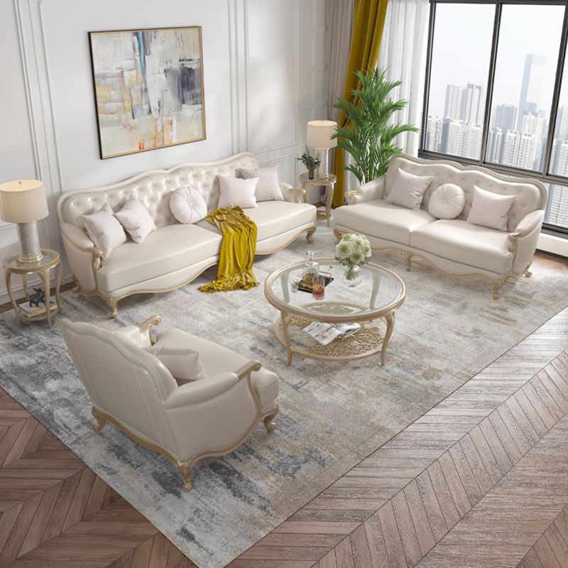 Traditional Genuine Leather Sectional Tufted Back Sloped Arm Sectional Clearhalo 'furn' 'furn_sectionals' 'Furniture' 'Living Room Furniture' 'Sectionals' 1200x1200_3aaf569c-ef8b-42b4-8664-eb697cd3cff9