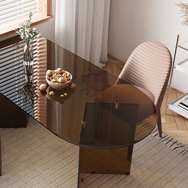 Tempered Glass Dining Table for Restaurant Modern Free Form Table with Double Pedestal Clearhalo 'Dining Tables & Seating' 'Dining Tables' 'dining_table' 'furn' 'furn_dining_table' 'Furniture' 'furniture_dining_table' 'Kitchen & Dining Furniture' 'kitchen' 'kitchen_dining_table' 1200x1200_3ab1115b-c55b-4247-8dd6-69785425fbb1