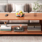 Modern Style Rectangular Wooden Table 4 Legs Base with Storage Rack Coffee Table
