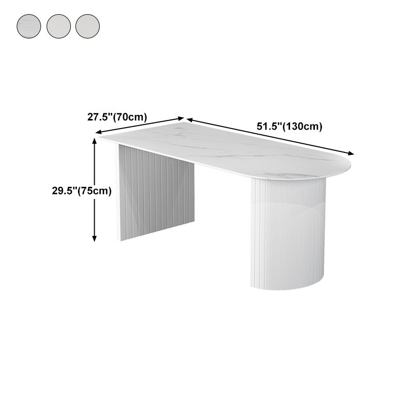 Modern Oval Dining Table Wood Double Pedestal Home Kitchen Dinner Table in White Clearhalo 'Dining Tables & Seating' 'Dining Tables' 'dining_table' 'furn' 'furn_dining_table' 'Furniture' 'furniture_dining_table' 'Kitchen & Dining Furniture' 'kitchen' 'kitchen_dining_table' 1200x1200_3ab4fda4-4996-4653-9c22-0d8753619c05
