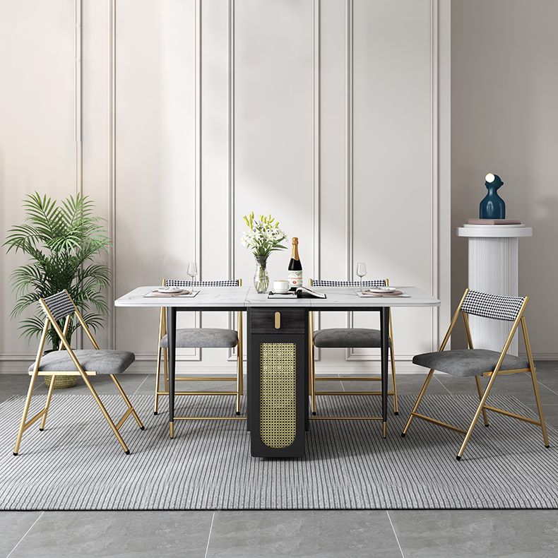 1/2/5 Pcs Metal Modern Dining Set with Rectangle Table and Foldable Chairs Dinette Set Clearhalo 'Dining Room Sets' 'Dining Tables & Seating' 'dining_room_set' 'furn' 'furn_dining_room_set' 'Furniture' 'furniture_dining_room_set' 'Kitchen & Dining Furniture' 'kitchen&dining_furn' 'kitchen' 1200x1200_3ab69d00-a382-41d8-a2d9-6f6b83a98d27