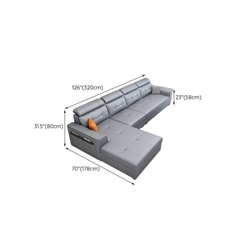 Contemporary Stain-resistant Sectional L-shape Sqaure Arm Sectional in Grey Clearhalo 'furn' 'furn_sectionals' 'Furniture' 'Living Room Furniture' 'Sectionals' 1200x1200_3ab7c826-b830-4bf6-a013-c7b99c63c33d