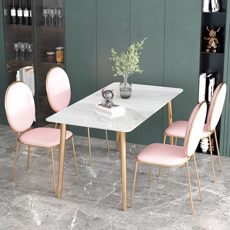 Glam Iron Dining Table Set 1/2/5 Pieces Dinette Set with Rectangle Sintered Stone Top Clearhalo 'Dining Room Sets' 'Dining Tables & Seating' 'dining_room_set' 'furn' 'furn_dining_room_set' 'Furniture' 'furniture_dining_room_set' 'Kitchen & Dining Furniture' 1200x1200_3ab83416-5708-4275-8e98-ab1ecbc8eff3