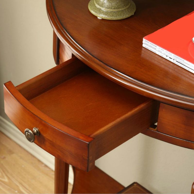 Tavolo da console in legno gommoso Tavolo accento in legno con cassetto e scaffale