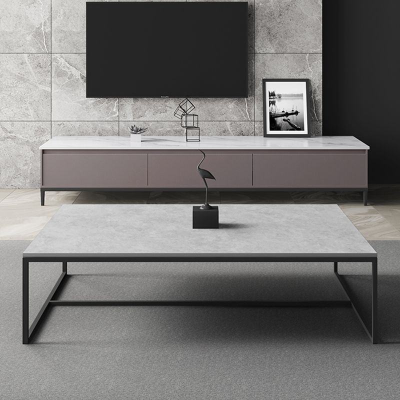 Glam 16.5" H Rectangle Slate Coffee Table Iron Trestle Cocktail Table Clearhalo 'Coffee & Accent Tables' 'Coffee Tables' 'coffee_tables' 'furn' 'furn_coffee_tables' 'Furniture' 'Living Room Furniture' 1200x1200_3aba475c-bd7d-4204-a4c7-8e78ca67a49a