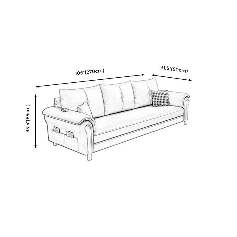 Leather Sofa with Bolster Pillows Single Cushion Seat Square Arm Sofa for Living Room Clearhalo 'furn' 'furn_sofas' 'Furniture' 'furniture_sofas' 'kitchen' 'kitchen_sofas' 'Living Room Furniture' 'Sofa' 'sofas' 1200x1200_3aba79f5-780d-4308-8d38-bfff622f284d