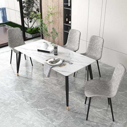 Traditional Luxury Dining Table Sintered Stone Rectangle 4 Legs Table for Home