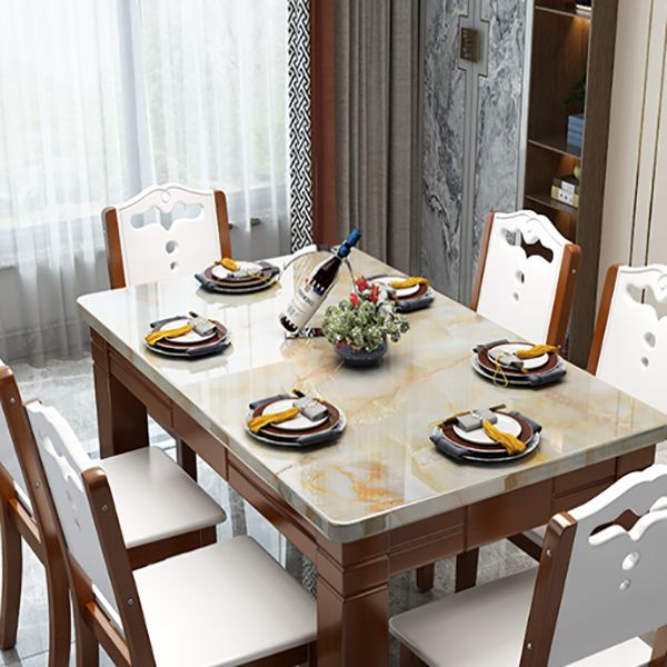 Mesa de comedor rectangular contemporánea Colección de comedor de mármol con 4 pies