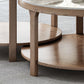 Mesa de centro moderna redonda de 3 patas, sin juego de mesa de centro angustiante con estante
