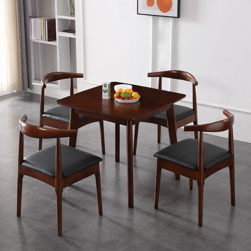 Square Industrial Dining Table Wood Color Fixed Table with Rubberwood Solid Wood Clearhalo ' dining_table' 'Dining Tables & Seating' 'Dining Tables' 'furn' 'furn_dining_table' 'Furniture' 'furniture_dining_table' 'Kitchen & Dining Furniture' 'kitchen&dining_furn' 'kitchen' 'kitchen_dining_table' 1200x1200_3abcb87e-c1ab-4a41-83e7-41220afcc798