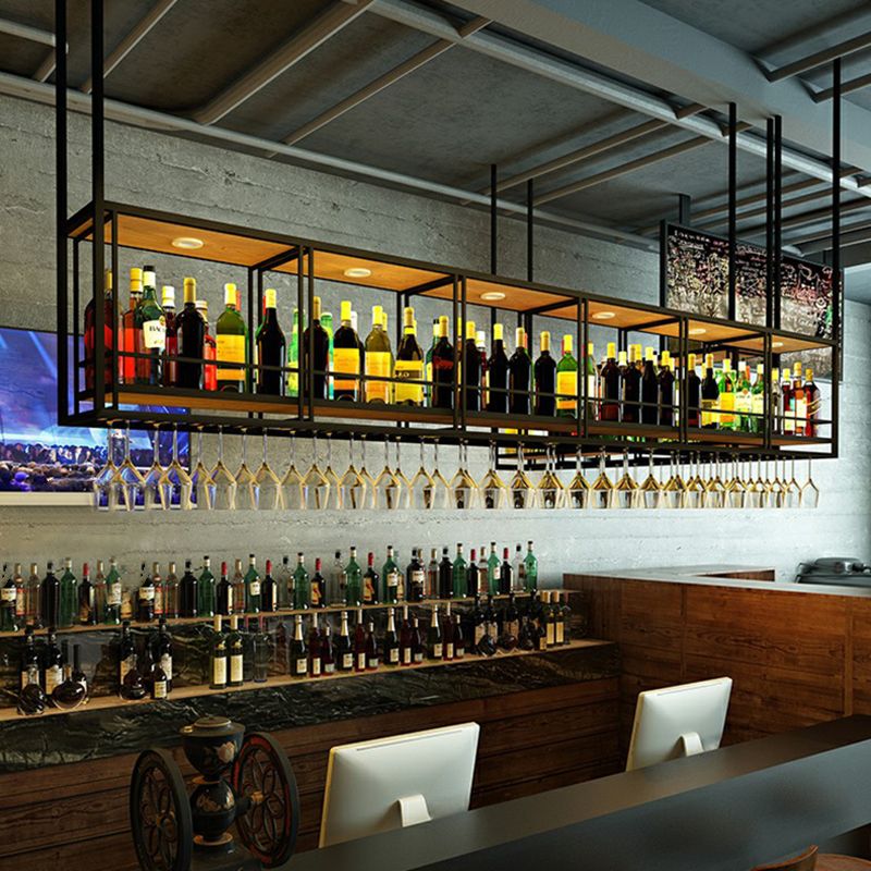 Metaalhangende wijnglasrek Moderne zwarte kleur wijnrek kit