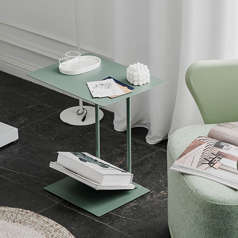 Mid-Century 19" Tall C Side Table Metal Rectangular Side Table