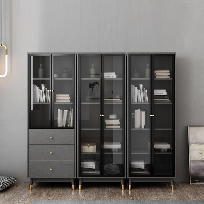 Manufactured Wood Glam Standard Bookcase Closed Back Bookcase with Glass Door Clearhalo 'Bookcases' 'furn' 'furn_bookcases' 'Furniture' 'furniture_bookcases' 'kitchen' 'kitchen_bookcases' 'Living Room Furniture' 'Office Furniture' 1200x1200_3abf2d10-f749-412c-b062-712a49c6c4c6