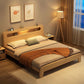 Solid Wood Beveled Standard Bed Storage Headboard Bed with Shelves