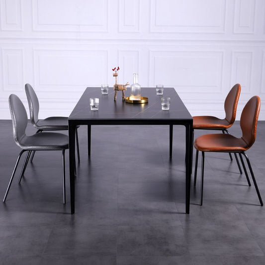 Silla lateral contemporánea silla de comedor de cuero para uso doméstico