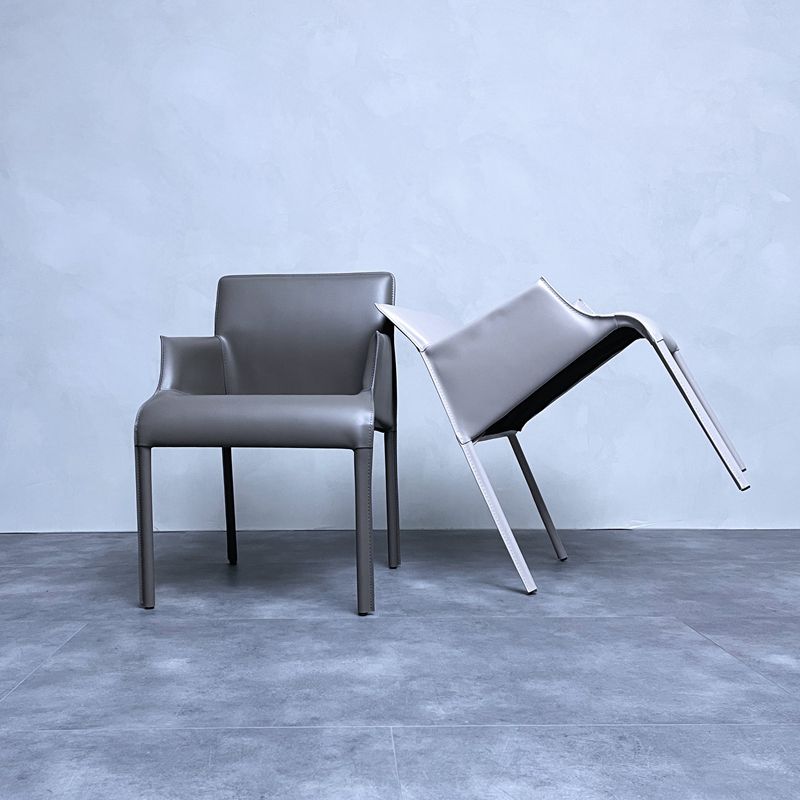 Contemporary Faux Leather Guest Chair Upholstered Dining Arm Chair