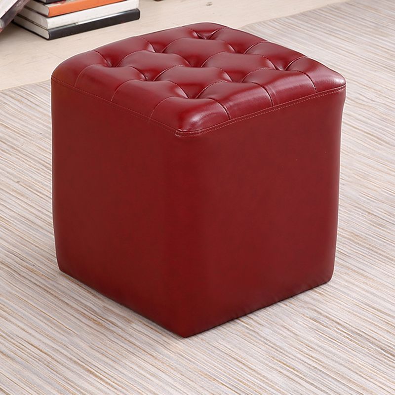 Mid-Century Modern Plain Boucle Square Pouf PU Leather Tufted Ottoman Footrest Clearhalo 'furn' 'furn_ottomans_poufs' 'Furniture' 'Living Room Furniture' 'Ottomans & Poufs' 'ottomans_poufs' 1200x1200_3ac305ef-92e9-4f8a-a9e9-787660d9df46