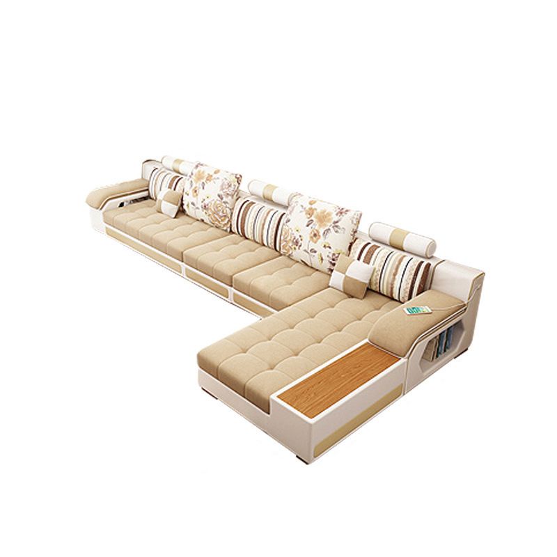 Sofa de bras de smoking et chair en tissu couvert de tissu avec stockage