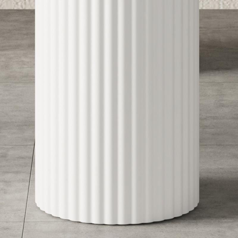 Tavolo in metallo doppio piedistallo per sala da pranzo ovale moderna collezione in bianco